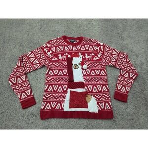 33‎ Degrees Christmas Sweater Mens Large Llama Santa Hat Ugly Holiday Sweater